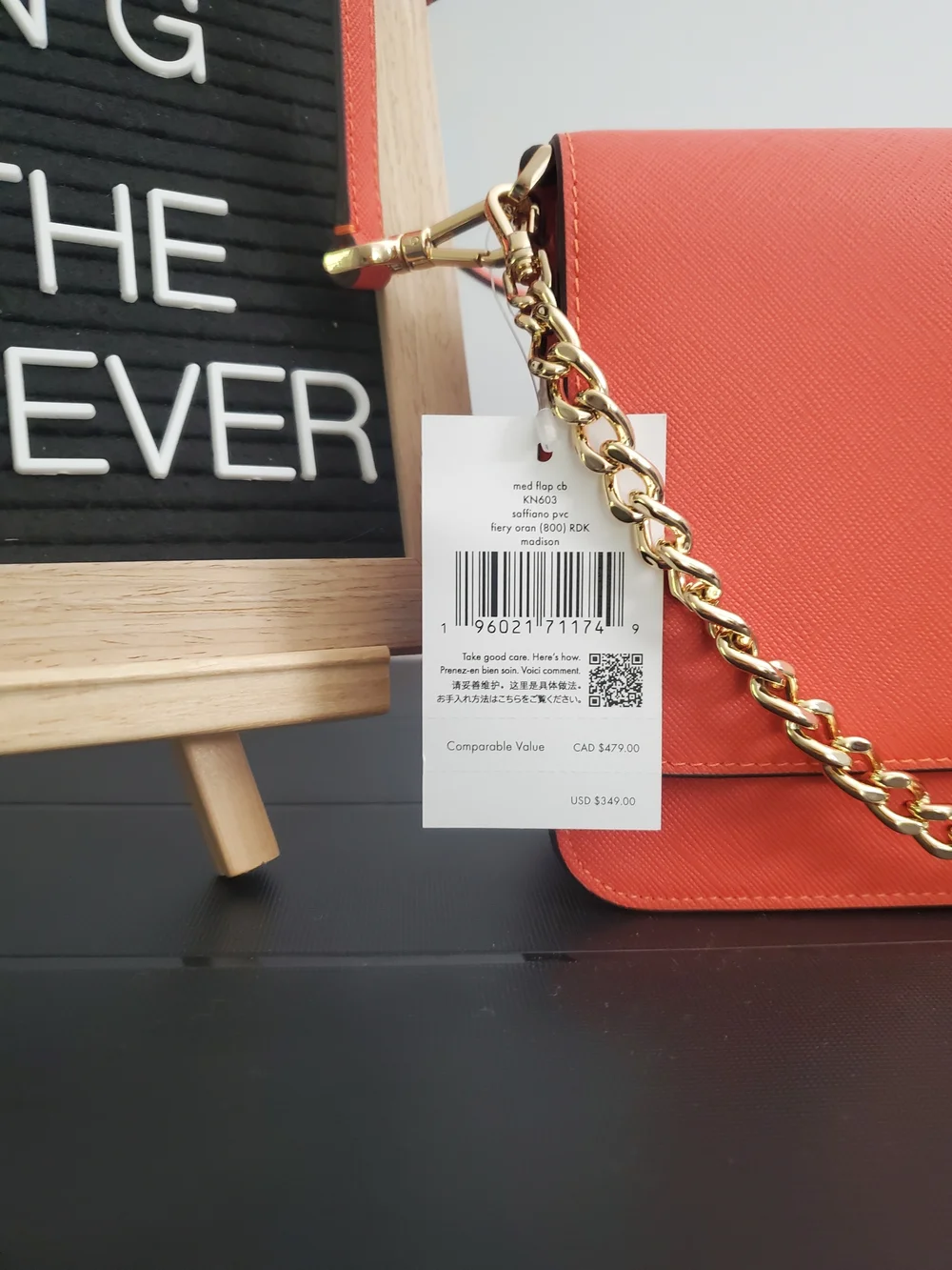 kate spade Orange Madison Willow Chain Crossbody Bag. NWT. Reg. $349